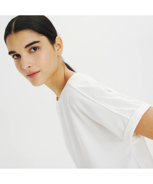 AIGLE(エーグル)の「吸水速乾 ヘムブラウジング フレンチスリーブTシャツ(Tシャツ/カットソー・レディース・ホワイト/ダークグリーン/レッド・S/M/L)」の8枚目の写真