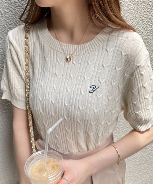 WEGO(ウィゴー)の「∴yukie×WEGO/【ZOZOTOWN限定】イニシャルケーブルセーター(ニット/セーター)」|アイボリー