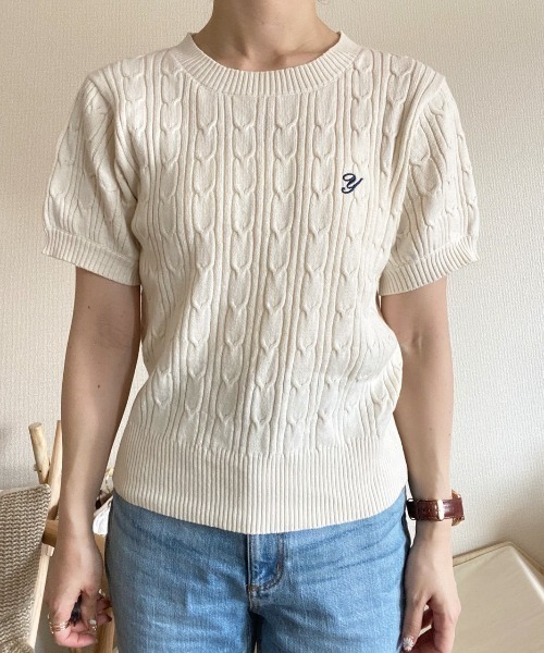 WEGO（ウィゴー）の「∴yukie×WEGO/イニシャルケーブルセーター（ニット/セーター・レディース・ベージュ/アイボリー・FREE）」の13枚目の写真