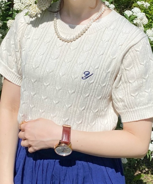 WEGO（ウィゴー）の「∴yukie×WEGO/イニシャルケーブルセーター（ニット/セーター・レディース・ベージュ/アイボリー・FREE）」の7枚目の写真