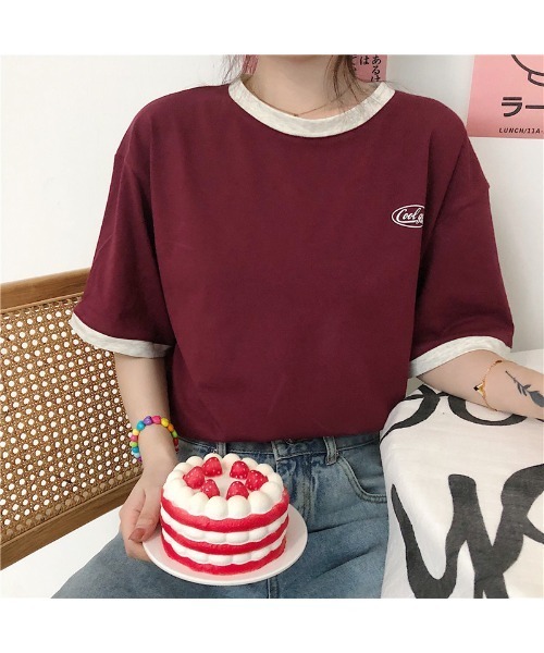 DEVICE(デバイス)の「ワンポイント 韓国 ストリート y2k 古着風 ロゴ クルーネック オーバーサイズ リンガー 半袖 Tシャツ(Tシャツ/カットソー・レディース・ワインレッド/ネイビー/ブラック/ホワイト・FREE)」の18枚目の写真