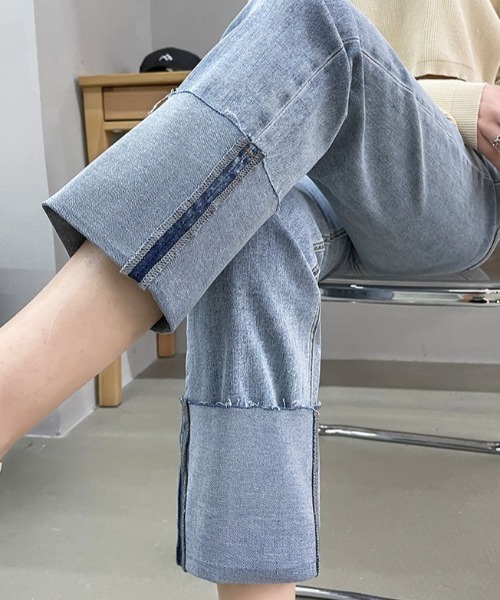 MAISON BREEZE(メゾンブリーズ)の「【MAISON BREEZE】カットオフロールアップデニムパンツ KNF(デニムパンツ・レディース・サックスブルー/ブルー・FREE)」の3枚目の写真