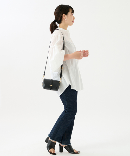 journal standard L'essage（ジャーナルスタンダードレサージュ）の「ストライプムジギャザーシャツ（シャツ/ブラウス・レディース・ホワイト/ネイビー/ブラウン・FREE）」の5枚目の写真