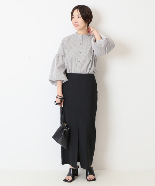 journal standard L'essage（ジャーナルスタンダードレサージュ）の「ストライプムジギャザーシャツ（シャツ/ブラウス・レディース・ホワイト/ネイビー/ブラウン・FREE）」の10枚目の写真