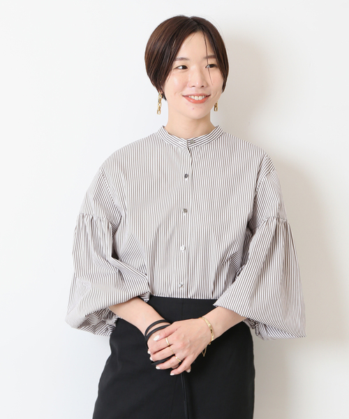 journal standard L'essage（ジャーナルスタンダードレサージュ）の「ストライプムジギャザーシャツ（シャツ/ブラウス・レディース・ホワイト/ネイビー/ブラウン・FREE）」の14枚目の写真