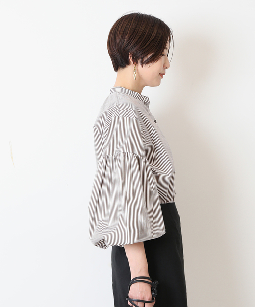 journal standard L'essage（ジャーナルスタンダードレサージュ）の「ストライプムジギャザーシャツ（シャツ/ブラウス・レディース・ホワイト/ネイビー/ブラウン・FREE）」の16枚目の写真