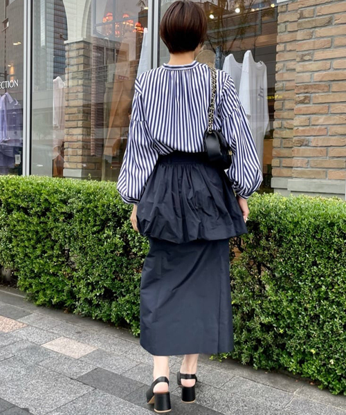 journal standard L'essage（ジャーナルスタンダードレサージュ）の「ストライプムジギャザーシャツ（シャツ/ブラウス・レディース・ホワイト/ネイビー/ブラウン・FREE）」の20枚目の写真