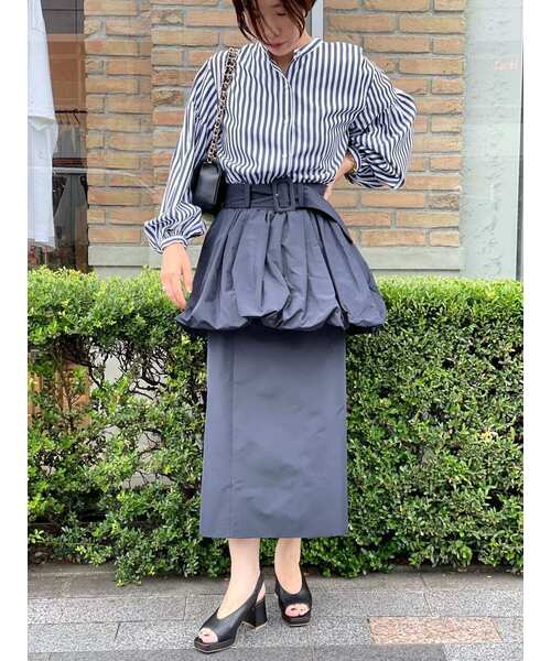 journal standard L'essage（ジャーナルスタンダードレサージュ）の「ストライプムジギャザーシャツ（シャツ/ブラウス・レディース・ホワイト/ネイビー/ブラウン・FREE）」の21枚目の写真