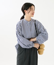 journal standard L'essage | ストライプムジギャザーシャツ(シャツ/ブラウス)