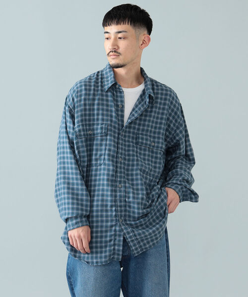 BEAMS（ビームス）の「BEAMS / ヘリンボーンチェック イージーフィット ワークシャツ（シャツ/ブラウス・メンズ・ブラウン/ブルー・S/XL/M/L）」の6枚目の写真