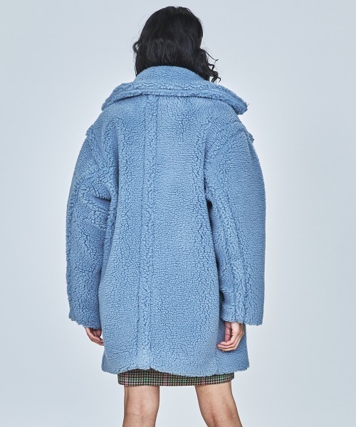 美品✨ダブルスタンダードクロージング 22AW テディベア ボアコート 青36 美品✨ダブルスタンダードクロージング 22AW テディベア ボアコート 青 36