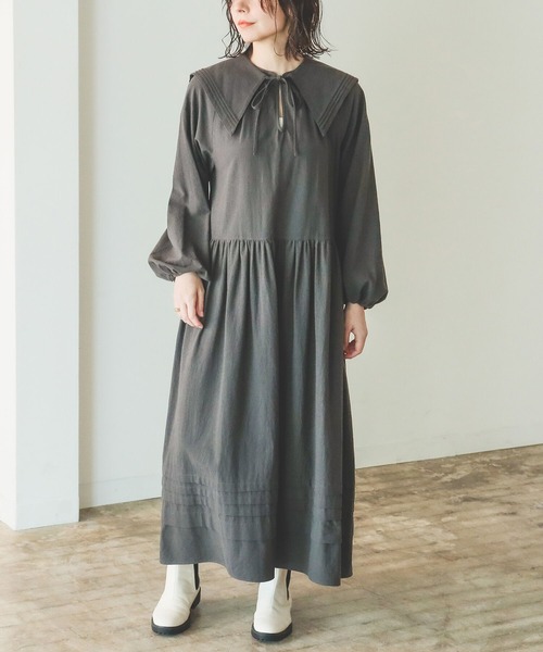 B:MING by BEAMS（ビーミングバイビームス）の「B:MING by BEAMS / 襟付 ティアードワンピース 22AW（ワンピース・レディース・アイボリー/スミクロ・SMALL/MEDIUM）」の20枚目の写真