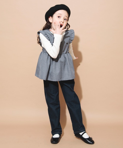 BRANSHES(ブランシェス)の「【マカロンパンツ】テーパードシルエットデニムロングパンツ(デニムパンツ・キッズ・ネイビー・160/140/110/130/100/90/150/120)」の9枚目の写真