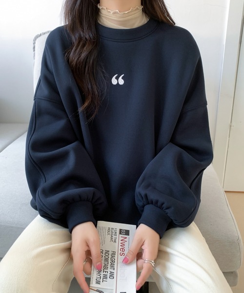ABITOKYO(アビトーキョー)の「ワンポイント刺繍ビッグシルエット裏起毛トレーナー(スウェット・レディース・ブラック/ネイビー/イエロー/グレー/ブラウン/ダークグレー/ホワイト・FREE)」の6枚目の写真