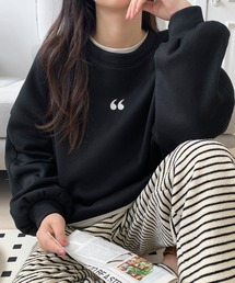 ワンポイント刺繍ビッグシルエット裏起毛トレーナー