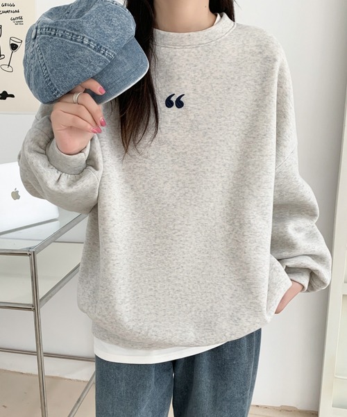 ABITOKYO(アビトーキョー)の「ワンポイント刺繍ビッグシルエット裏起毛トレーナー(スウェット・レディース・ブラック/ネイビー/イエロー/グレー/ブラウン/ダークグレー/ホワイト・FREE)」の21枚目の写真