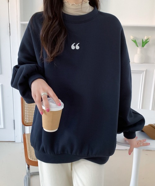 ABITOKYO(アビトーキョー)の「ワンポイント刺繍ビッグシルエット裏起毛トレーナー(スウェット・レディース・ブラック/ネイビー/イエロー/グレー/ブラウン/ダークグレー/ホワイト・FREE)」の15枚目の写真