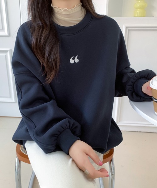 ABITOKYO(アビトーキョー)の「ワンポイント刺繍ビッグシルエット裏起毛トレーナー(スウェット・レディース・ブラック/ネイビー/イエロー/グレー/ブラウン/ダークグレー/ホワイト・FREE)」の13枚目の写真
