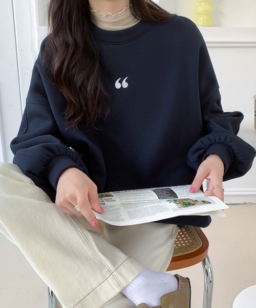 ABITOKYO(アビトーキョー)の「ワンポイント刺繍ビッグシルエット裏起毛トレーナー(スウェット・レディース・ブラック/ネイビー/イエロー/グレー/ブラウン/ダークグレー/ホワイト・FREE)」の12枚目の写真
