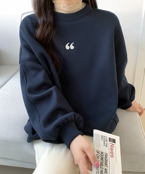 ABITOKYO(アビトーキョー)の「ワンポイント刺繍ビッグシルエット裏起毛トレーナー(スウェット・レディース・ブラック/ネイビー/イエロー/グレー/ブラウン/ダークグレー/ホワイト・FREE)」の11枚目の写真