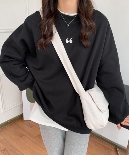 ABITOKYO(アビトーキョー)の「ワンポイント刺繍ビッグシルエット裏起毛トレーナー(スウェット・レディース・ブラック/ネイビー/イエロー/グレー/ブラウン/ダークグレー/ホワイト・FREE)」の8枚目の写真
