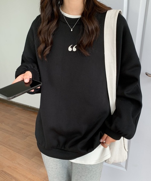 ABITOKYO(アビトーキョー)の「ワンポイント刺繍ビッグシルエット裏起毛トレーナー(スウェット・レディース・ブラック/ネイビー/イエロー/グレー/ブラウン/ダークグレー/ホワイト・FREE)」の9枚目の写真
