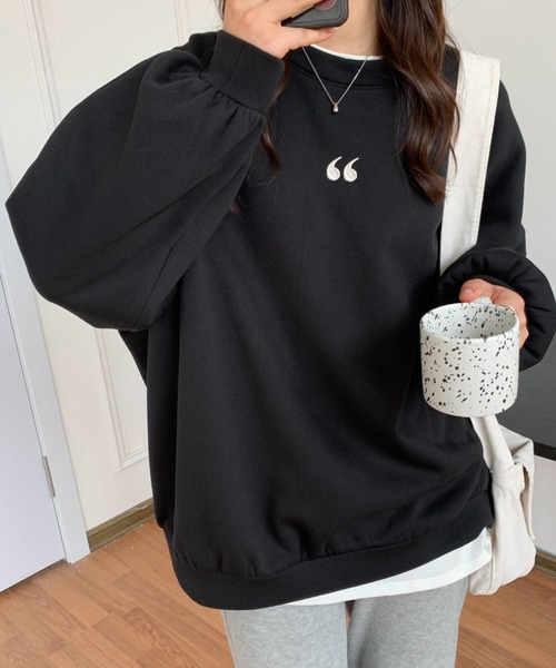 ABITOKYO(アビトーキョー)の「ワンポイント刺繍ビッグシルエット裏起毛トレーナー(スウェット・レディース・ブラック/ネイビー/イエロー/グレー/ブラウン/ダークグレー/ホワイト・FREE)」の15枚目の写真