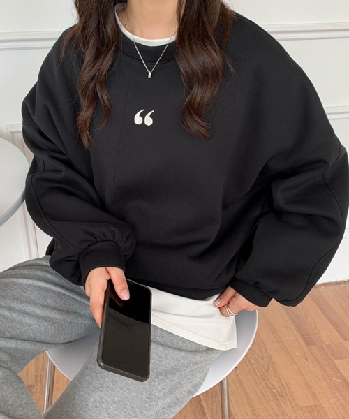 ABITOKYO(アビトーキョー)の「ワンポイント刺繍ビッグシルエット裏起毛トレーナー(スウェット・レディース・ブラック/ネイビー/イエロー/グレー/ブラウン/ダークグレー/ホワイト・FREE)」の17枚目の写真