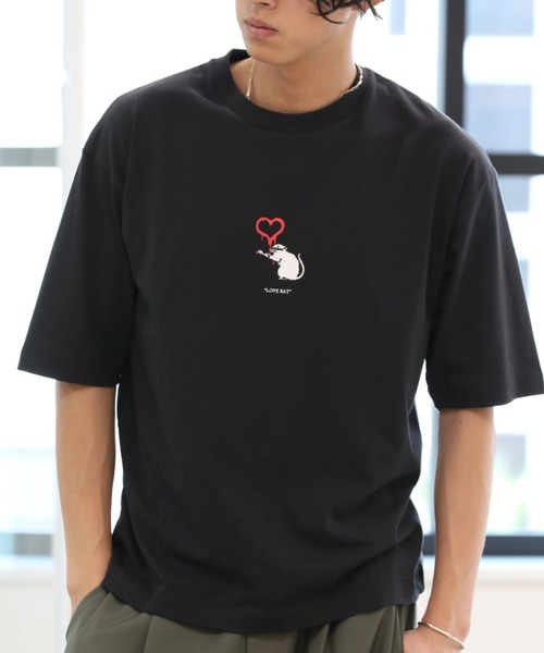 Craft Nicholson（クラフトニコルソン）の「BANKSY コラボ LOVE RAT  ボックスシルエット半袖Tシャツ（Tシャツ/カットソー・メンズ・ホワイト/ブラック/ブラウン・M/L）」の3枚目の写真