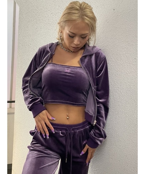 EGOIST（エゴイスト）の「ラメ刺繍ベロアショートパーカー（パーカー