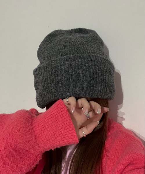 EPIMI E'PIMMY（エピミエピミー）の「〈ユニセックス〉バリエリブニットキャップ（ニットキャップ/ビーニー・レディース・ブラック/ベージュ/グレー/オフホワイト/ピンク/オレンジ/ミント・MEDIUM）」の3枚目の写真