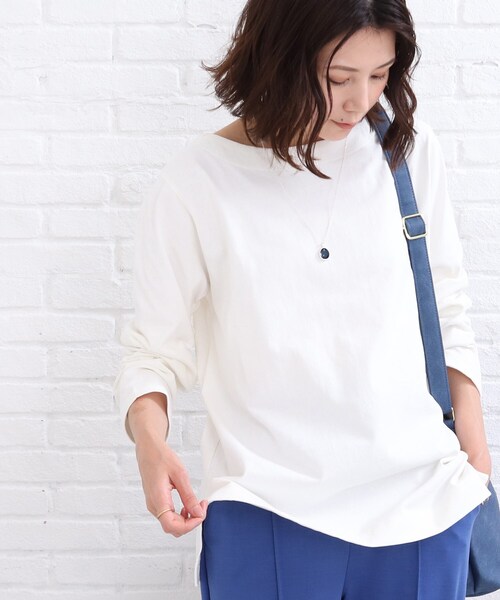 SHOO・LA・RUE（シューラルー）の「◆やわらかUSAコットン ベーシック プルオーバー（Tシャツ/カットソー・レディース・ブラック/オフホワイト/ベージュ系その他2/ブラック系2/ダークグリーン系2/ピンク系・02/03/04）」の2枚目の写真