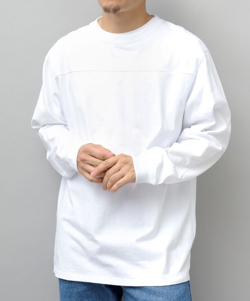 Goodwear(グッドウェア)の「7.6オンス USAコットン 袖リブ 切替 フットボール ロングスリーブ Tシャツ レギュラーシルエット(Tシャツ/カットソー・メンズ・ホワイト/ブラック/グレー/ブラック系その他/スミクロ・M/L/XL)」の2枚目の写真