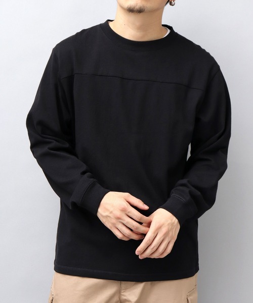 Goodwear(グッドウェア)の「7.6オンス USAコットン 袖リブ 切替 フットボール ロングスリーブ Tシャツ レギュラーシルエット(Tシャツ/カットソー・メンズ・ホワイト/ブラック/グレー/ブラック系その他/スミクロ・M/L/XL)」の16枚目の写真
