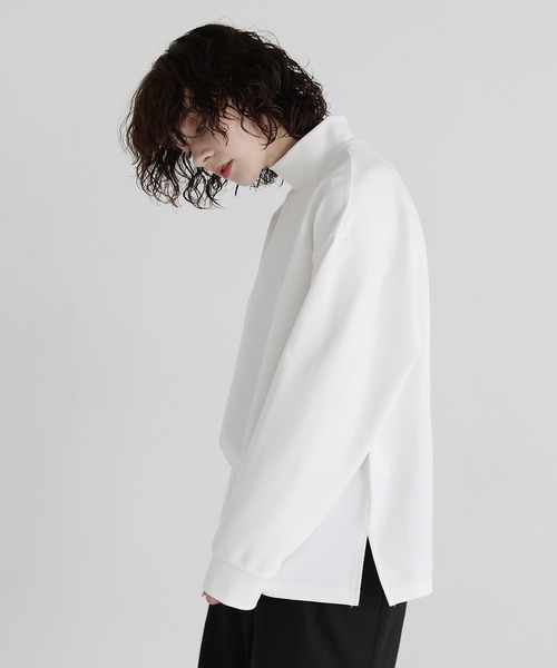 ETELIO（エテリオ）の「モックネックポンチ長袖カットソー（Tシャツ/カットソー・メンズ・ホワイト/ブラック/チャコールグレー/ワインレッド/チャコール・S/L/M）」の12枚目の写真