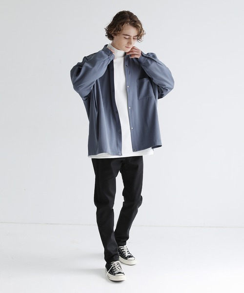 ETELIO（エテリオ）の「モックネックポンチ長袖カットソー（Tシャツ/カットソー・メンズ・ホワイト/ブラック/チャコールグレー/ワインレッド/チャコール・S/L/M）」の10枚目の写真