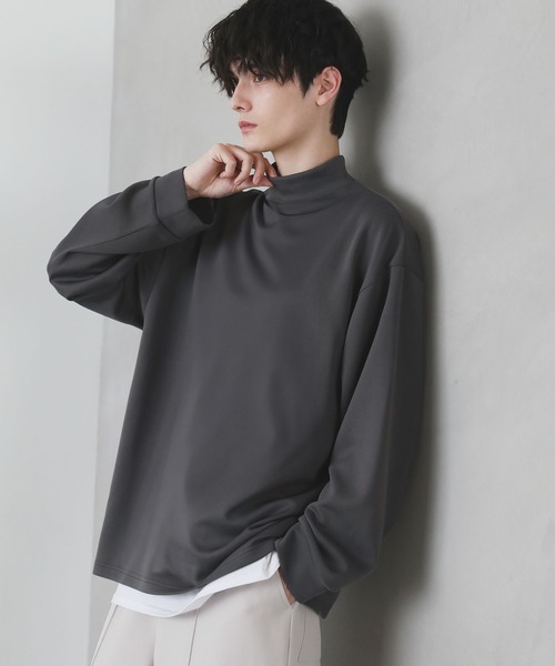 ETELIO（エテリオ）の「モックネックポンチ長袖カットソー（Tシャツ/カットソー・メンズ・ホワイト/ブラック/チャコールグレー/ワインレッド/チャコール・S/L/M）」の16枚目の写真