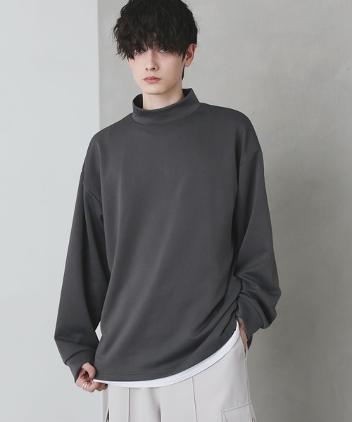 ETELIO（エテリオ）の「モックネックポンチ長袖カットソー（Tシャツ/カットソー・メンズ・ホワイト/ブラック/チャコールグレー/ワインレッド/チャコール・S/L/M）」の17枚目の写真