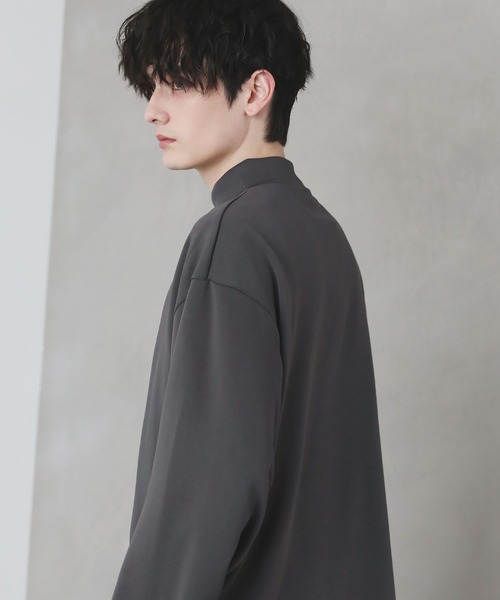 ETELIO（エテリオ）の「モックネックポンチ長袖カットソー（Tシャツ/カットソー・メンズ・ホワイト/ブラック/チャコールグレー/ワインレッド/チャコール・S/L/M）」の18枚目の写真