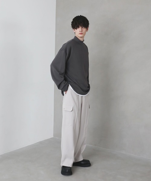 ETELIO（エテリオ）の「モックネックポンチ長袖カットソー（Tシャツ/カットソー・メンズ・ホワイト/ブラック/チャコールグレー/ワインレッド/チャコール・S/L/M）」の21枚目の写真