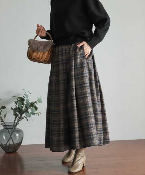 URBAN RESEARCH DOORS（アーバンリサーチドアーズ）の「ラメチェックタックギャザースカート（スカート・レディース・モカ/ベージュ系その他・MEDIUM）」の19枚目の写真