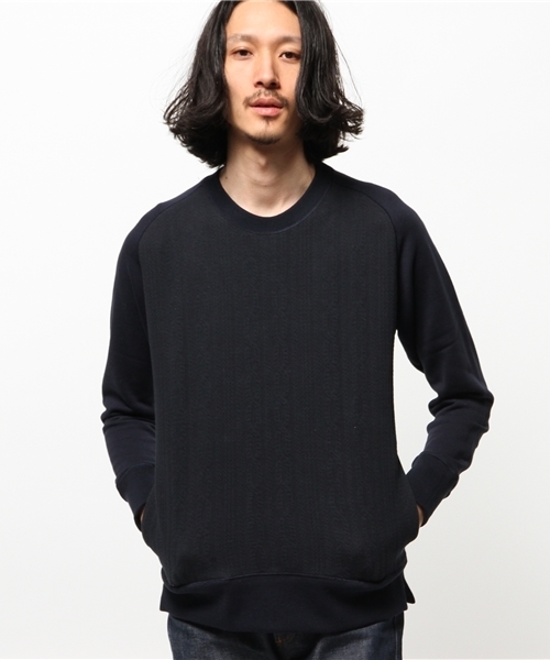 417 EDIFICE（フォーワンセブンエディフィス）の「◇JQケーブル クルーネックスウェット（スウェット・メンズ・ホワイト/ネイビー/チャコールグレー・SMALL/LARGE/MEDIUM）」の3枚目の写真