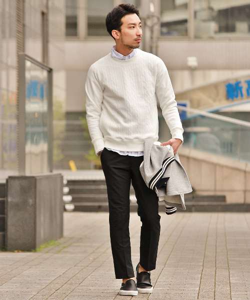 417 EDIFICE（フォーワンセブンエディフィス）の「◇JQケーブル クルーネックスウェット（スウェット・メンズ・ホワイト/ネイビー/チャコールグレー・SMALL/LARGE/MEDIUM）」の15枚目の写真