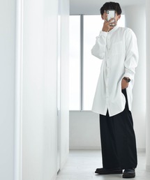 Ritzy | ポリピーチバンドカラーロングシャツ(シャツ/ブラウス)