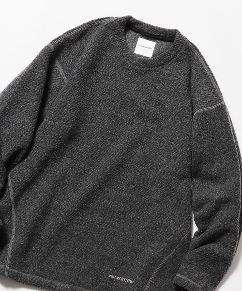 and wander（アンドワンダー）の「and wander/アンドワンダー re wool JQ crew neck ニット（ニット/セーター・メンズ・ブラック/グレー・M/XL/L）」の16枚目の写真