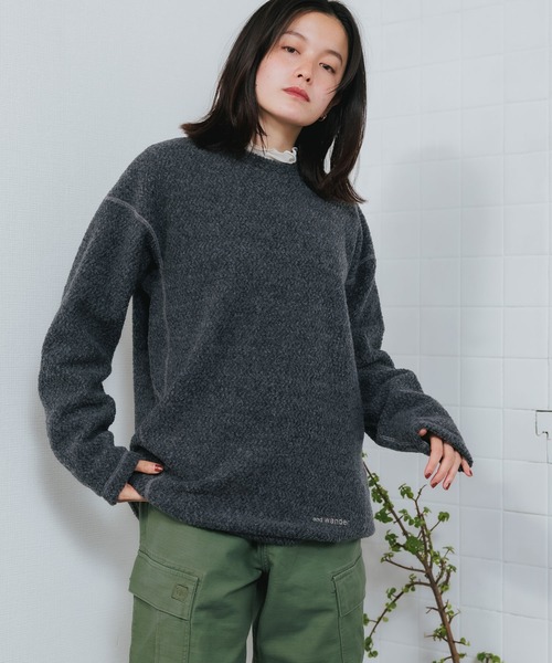 and wander（アンドワンダー）の「and wander/アンドワンダー re wool JQ crew neck ニット（ニット/セーター・メンズ・ブラック/グレー・M/XL/L）」の17枚目の写真