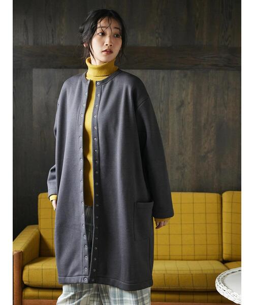 CRAFT STANDARD BOUTIQUE(クラフトスタンダードブティック)の「裏起毛ロングカーディガン *(カーディガン/ボレロ・レディース・アイボリー/チャコールグレー/レッド/モカ/パープル/カーキ・M/L)」の8枚目の写真