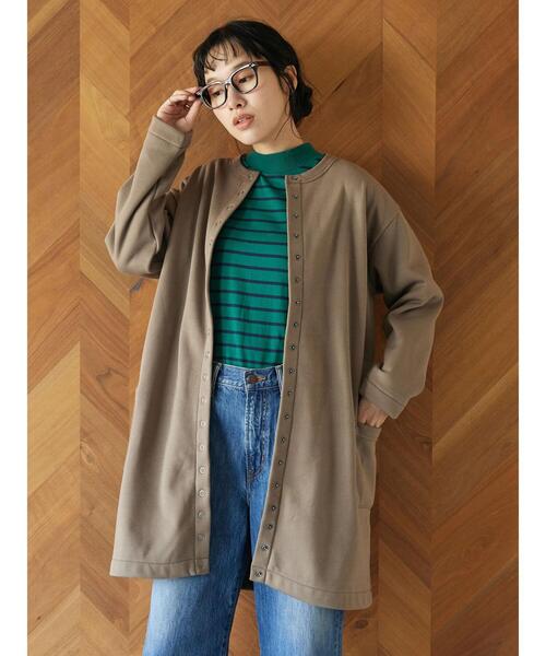CRAFT STANDARD BOUTIQUE(クラフトスタンダードブティック)の「裏起毛ロングカーディガン *(カーディガン/ボレロ・レディース・アイボリー/チャコールグレー/レッド/モカ/パープル/カーキ・M/L)」の10枚目の写真