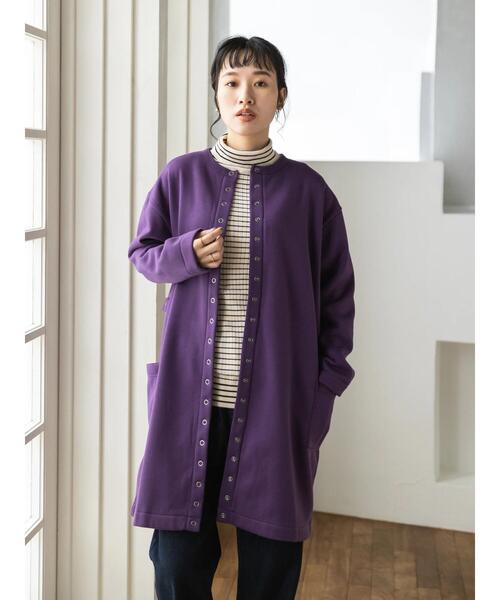 CRAFT STANDARD BOUTIQUE(クラフトスタンダードブティック)の「裏起毛ロングカーディガン *(カーディガン/ボレロ・レディース・アイボリー/チャコールグレー/レッド/モカ/パープル/カーキ・M/L)」の13枚目の写真