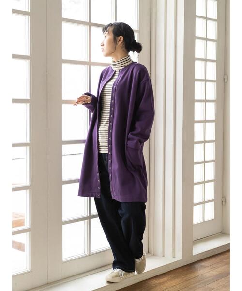 CRAFT STANDARD BOUTIQUE(クラフトスタンダードブティック)の「裏起毛ロングカーディガン *(カーディガン/ボレロ・レディース・アイボリー/チャコールグレー/レッド/モカ/パープル/カーキ・M/L)」の15枚目の写真